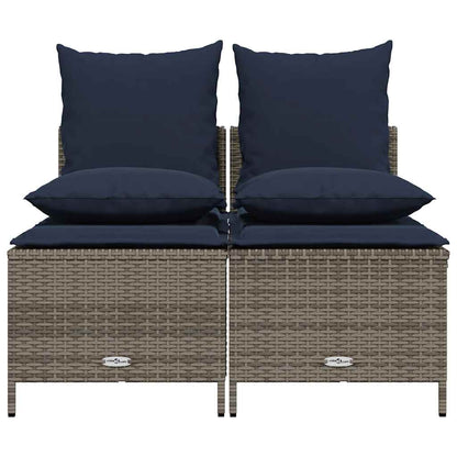 4-teiliges Gartensofa-Set mit Kissen, grau, Polyrattan