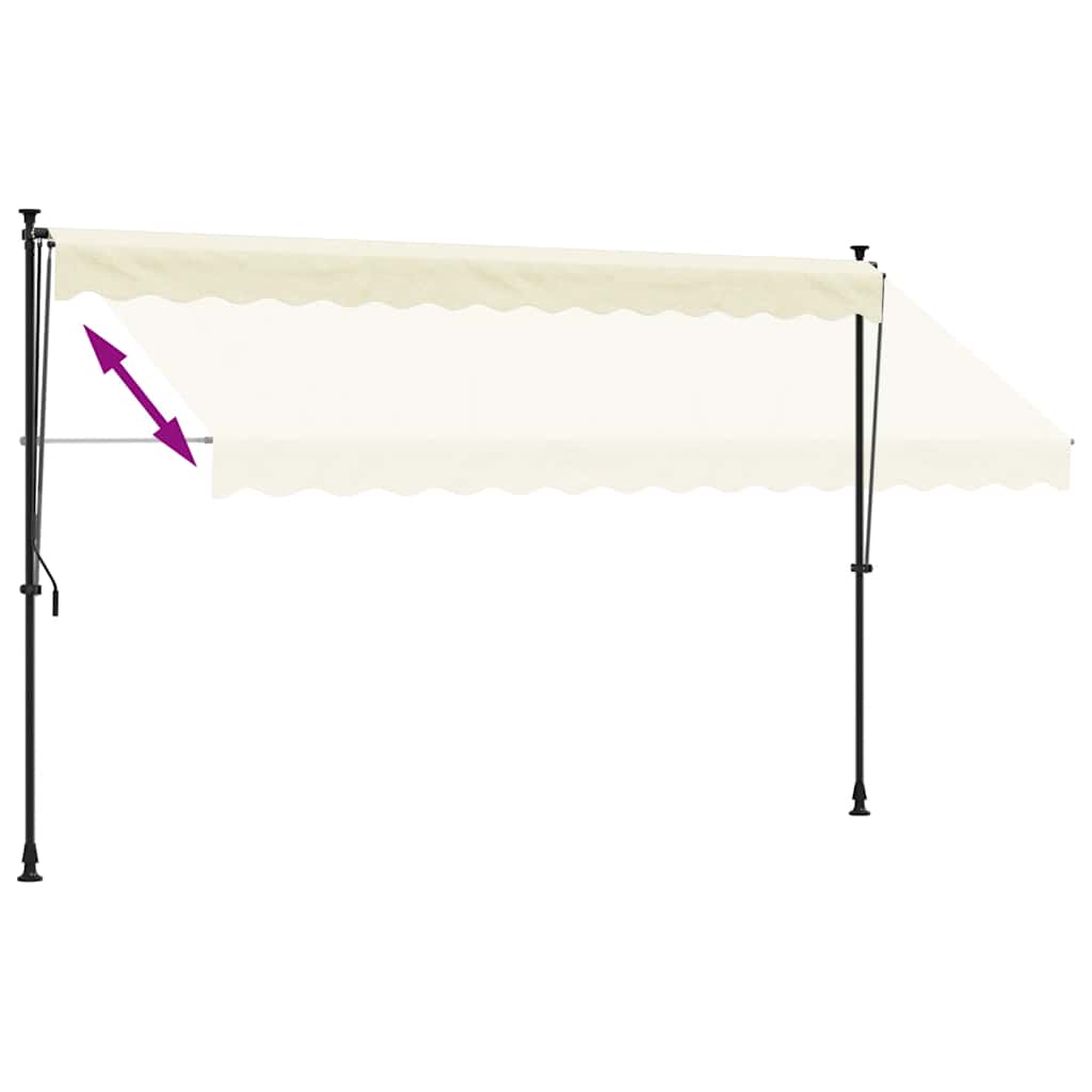 vidaXL Markise Einziehbar Creme 350x150 cm Stoff und Stahl