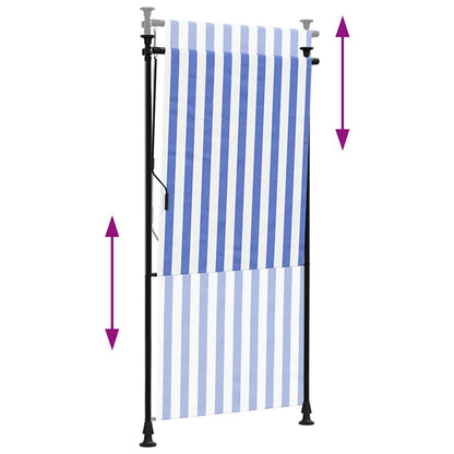 vidaXL Außenrollo Blau und Weiß 120x270 cm Stoff und Stahl