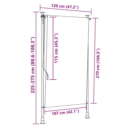 vidaXL Außenrollo Blau und Weiß 120x270 cm Stoff und Stahl