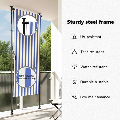 vidaXL Außenrollo Blau und Weiß 120x270 cm Stoff und Stahl