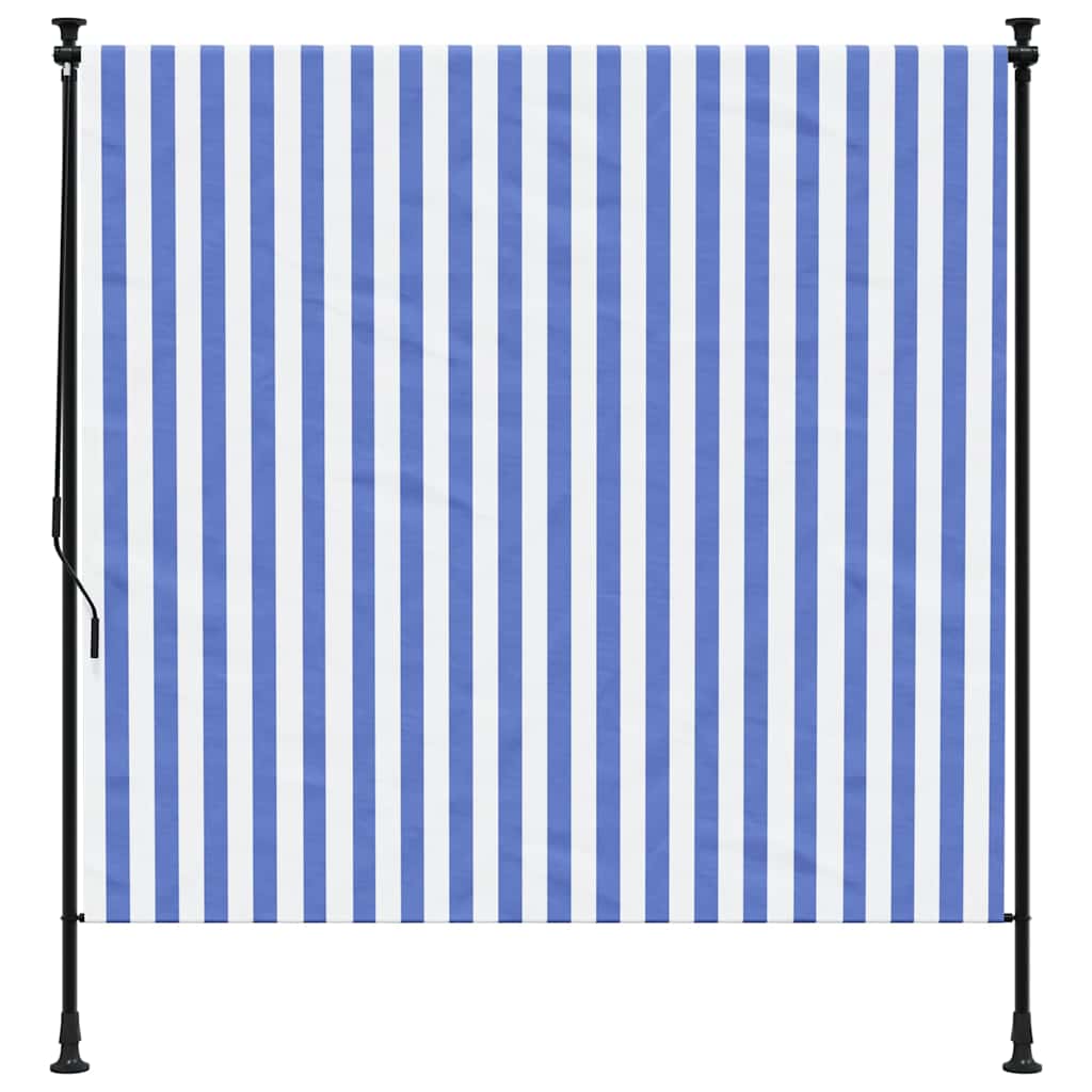 vidaXL Außenrollo Blau und Weiß 150x270 cm Stoff und Stahl