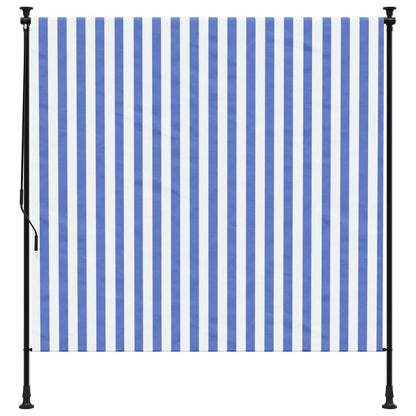 vidaXL Außenrollo Blau und Weiß 150x270 cm Stoff und Stahl