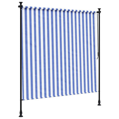 vidaXL Außenrollo Blau und Weiß 150x270 cm Stoff und Stahl