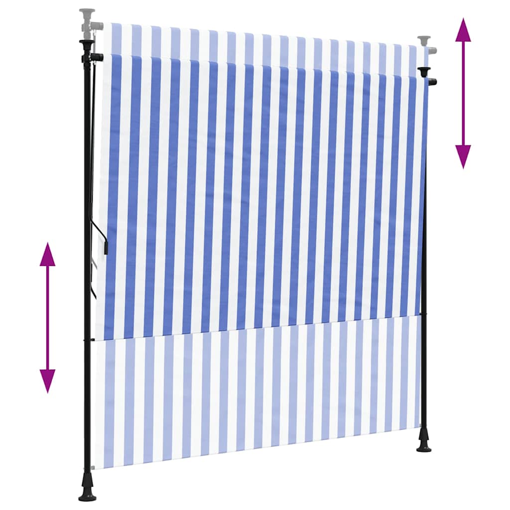 vidaXL Außenrollo Blau und Weiß 150x270 cm Stoff und Stahl