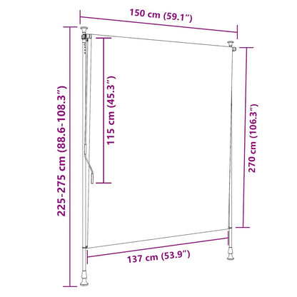 vidaXL Außenrollo Blau und Weiß 150x270 cm Stoff und Stahl