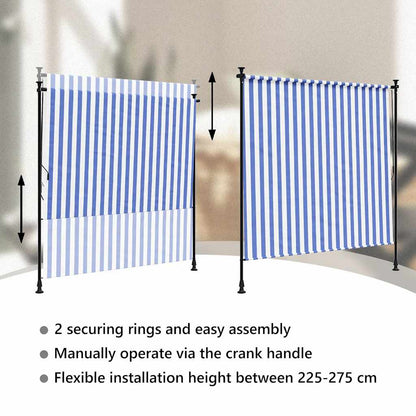 vidaXL Außenrollo Blau und Weiß 150x270 cm Stoff und Stahl