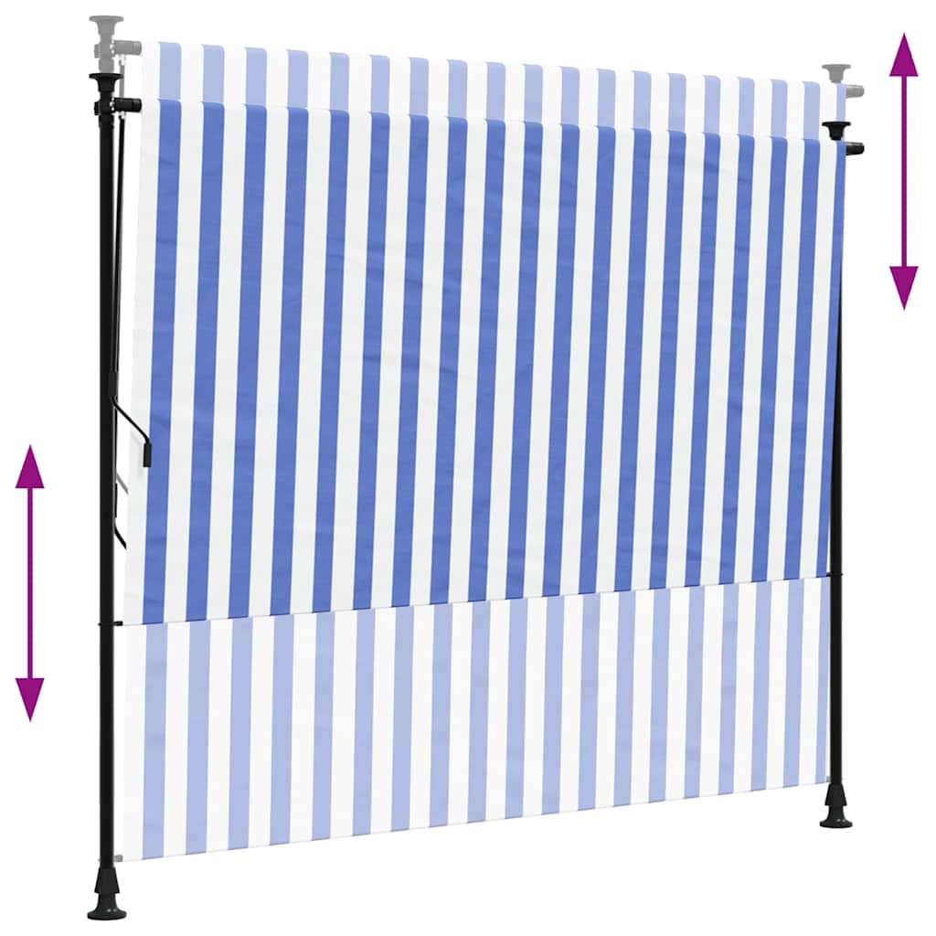 vidaXL Außenrollo Blau und Weiß 200x270 cm Stoff und Stahl