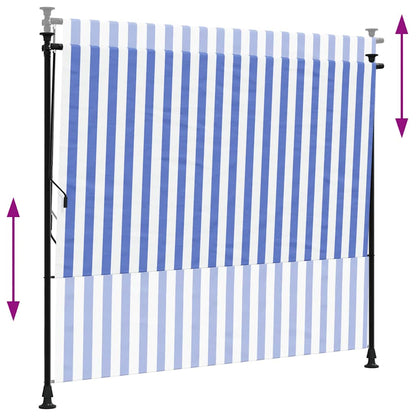vidaXL Außenrollo Blau und Weiß 200x270 cm Stoff und Stahl