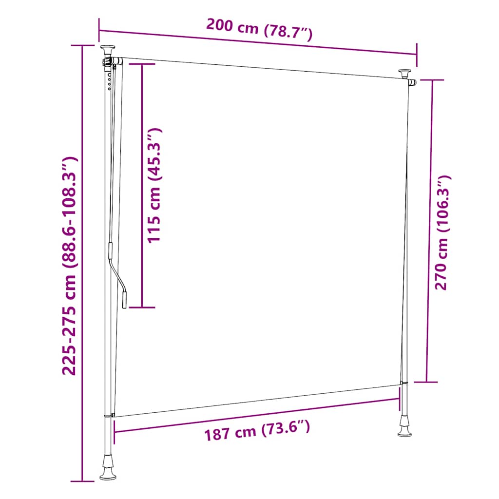 vidaXL Außenrollo Blau und Weiß 200x270 cm Stoff und Stahl