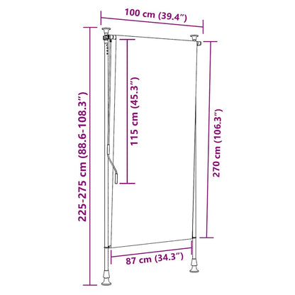 vidaXL Außenrollo Orange und Weiß 100x270 cm Stoff und Stahl