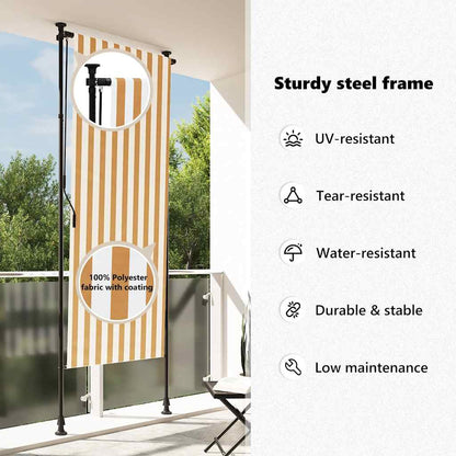 vidaXL Außenrollo Orange und Weiß 100x270 cm Stoff und Stahl
