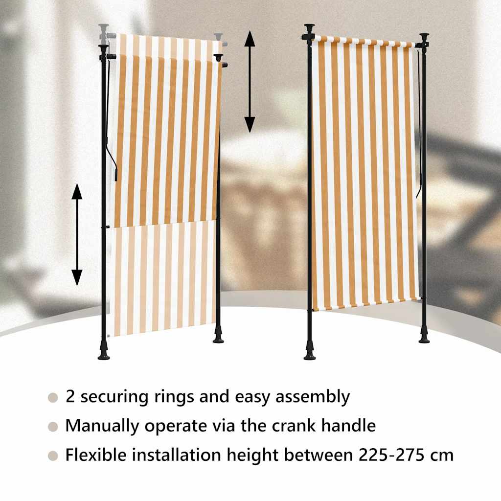 vidaXL Außenrollo Orange und Weiß 100x270 cm Stoff und Stahl