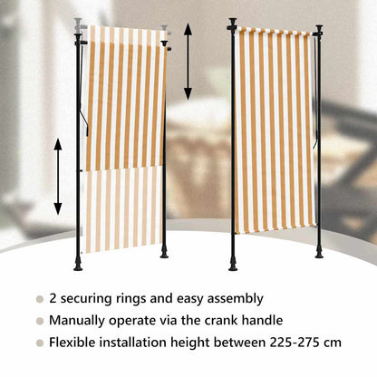 vidaXL Außenrollo Orange und Weiß 100x270 cm Stoff und Stahl