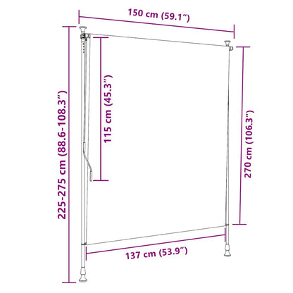 vidaXL Store extérieur orange et blanc 150x270 cm Tissu et acier