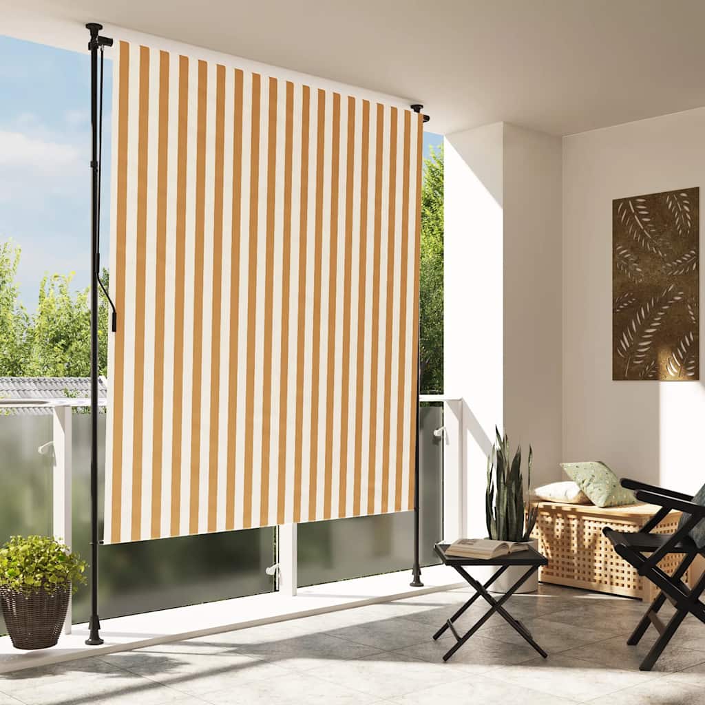 vidaXL Store extérieur orange et blanc 150x270 cm Tissu et acier