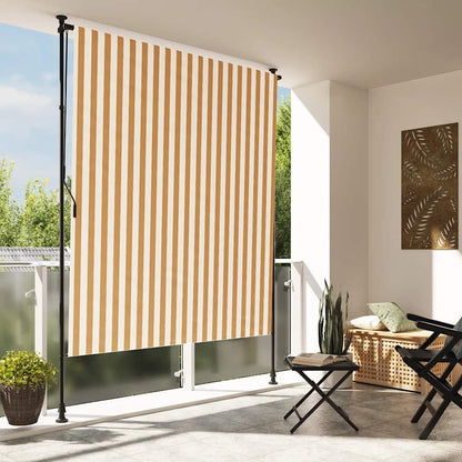vidaXL Store extérieur orange et blanc 150x270 cm Tissu et acier