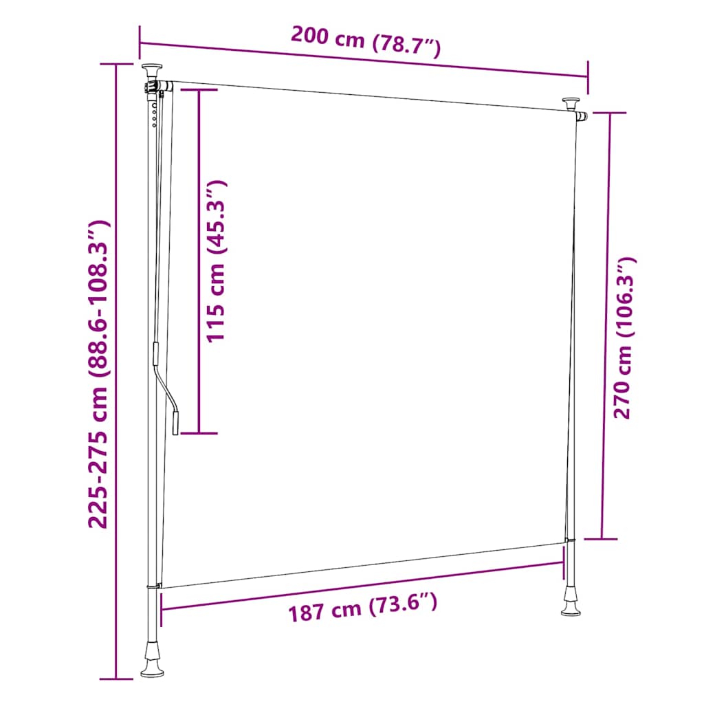 vidaXL Außenrollo Orange und Weiß 200x270 cm Stoff und Stahl