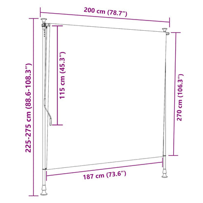 vidaXL Außenrollo Orange und Weiß 200x270 cm Stoff und Stahl