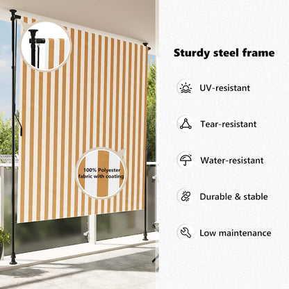 vidaXL Außenrollo Orange und Weiß 200x270 cm Stoff und Stahl