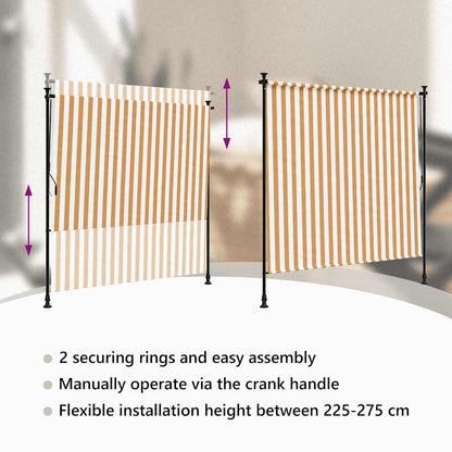 vidaXL Außenrollo Orange und Weiß 200x270 cm Stoff und Stahl