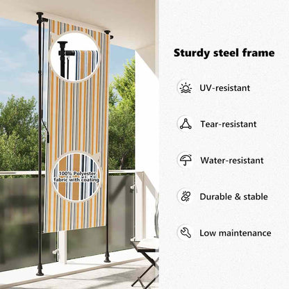 vidaXL Außenrollo Gelb und Weiß 100x270 cm Stoff und Stahl