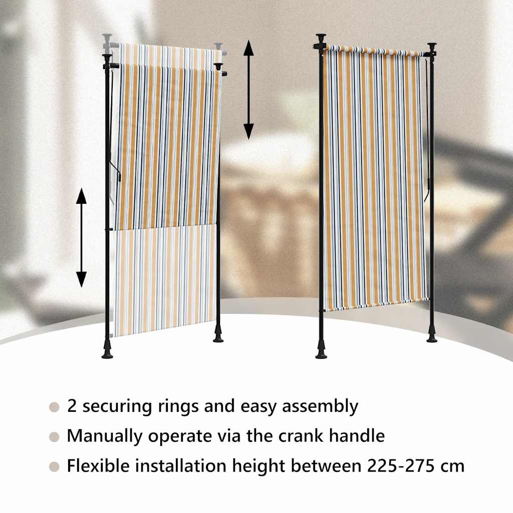 vidaXL Außenrollo Gelb und Weiß 100x270 cm Stoff und Stahl