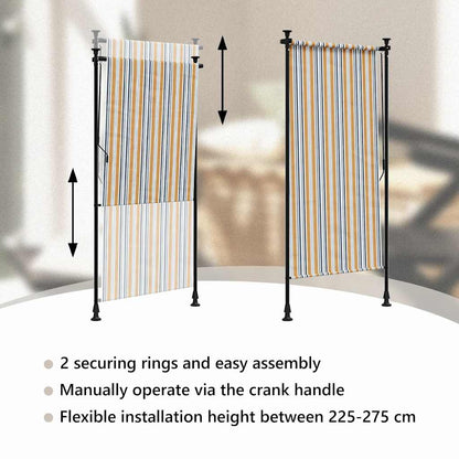 vidaXL Außenrollo Gelb und Weiß 100x270 cm Stoff und Stahl