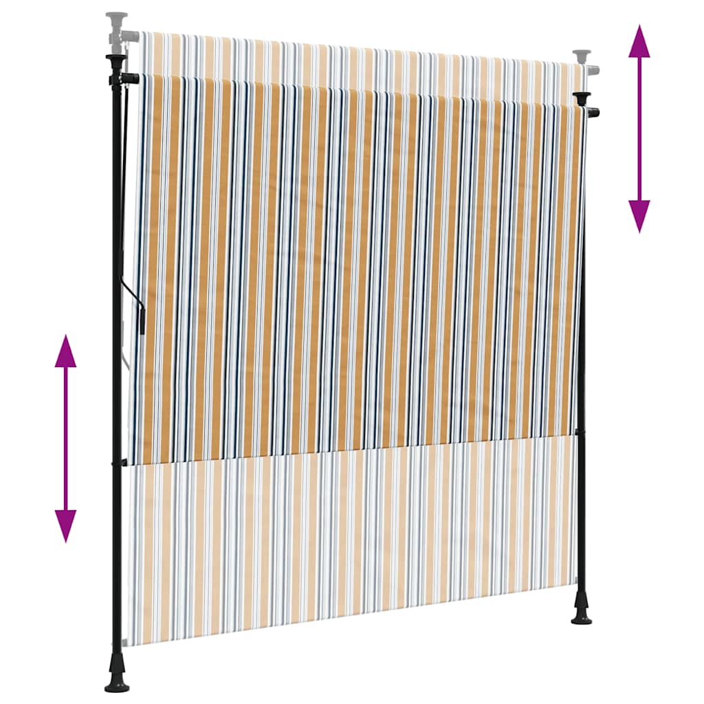 vidaXL Außenrollo Gelb und Weiß 150x270 cm Stoff und Stahl