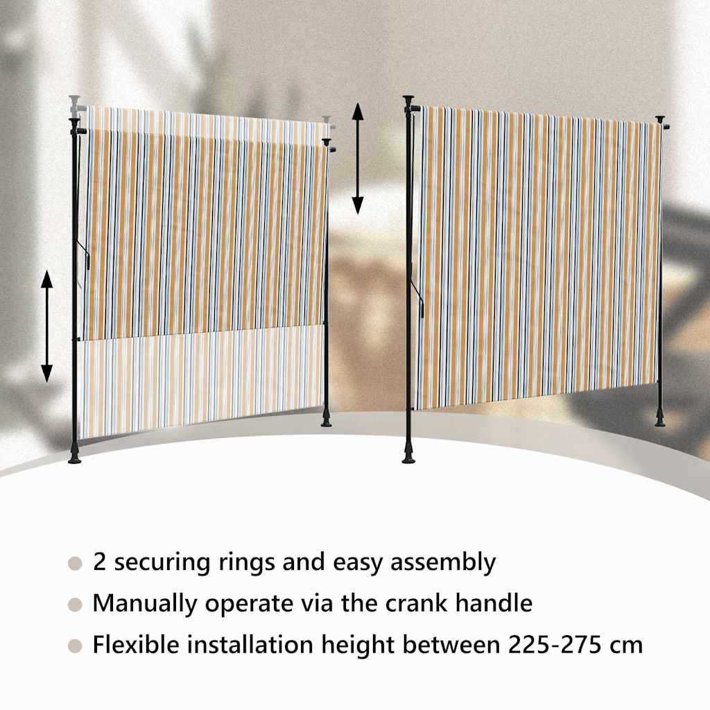 vidaXL Außenrollo Gelb und Weiß 150x270 cm Stoff und Stahl