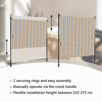 vidaXL Außenrollo Gelb und Weiß 150x270 cm Stoff und Stahl