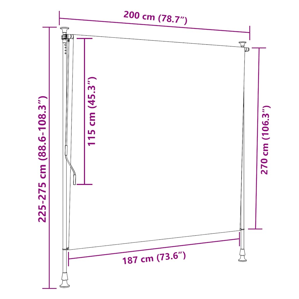 vidaXL Außenrollo Gelb und Weiß 200x270 cm Stoff und Stahl