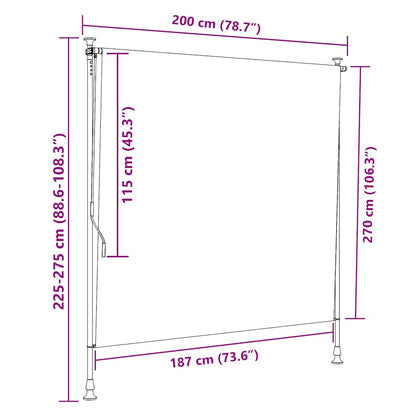 vidaXL Außenrollo Gelb und Weiß 200x270 cm Stoff und Stahl