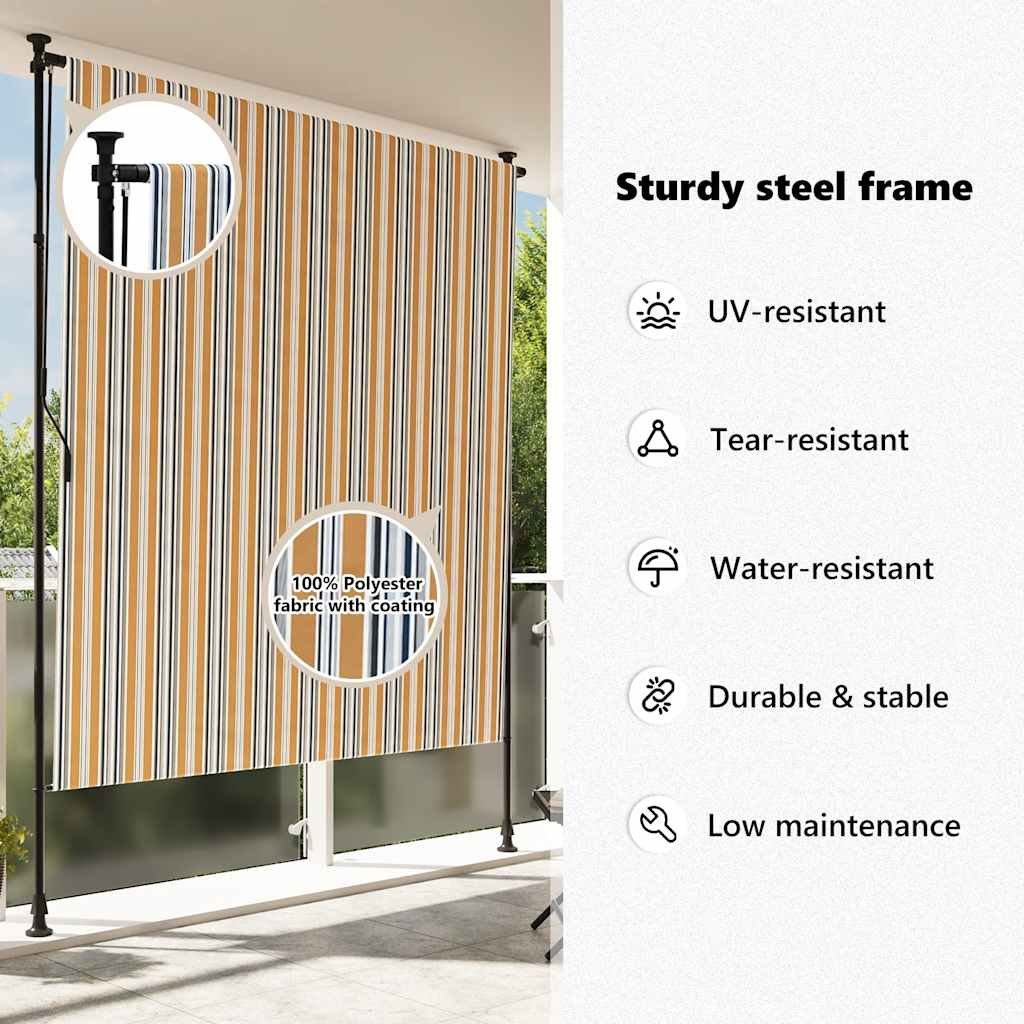 vidaXL Außenrollo Gelb und Weiß 200x270 cm Stoff und Stahl