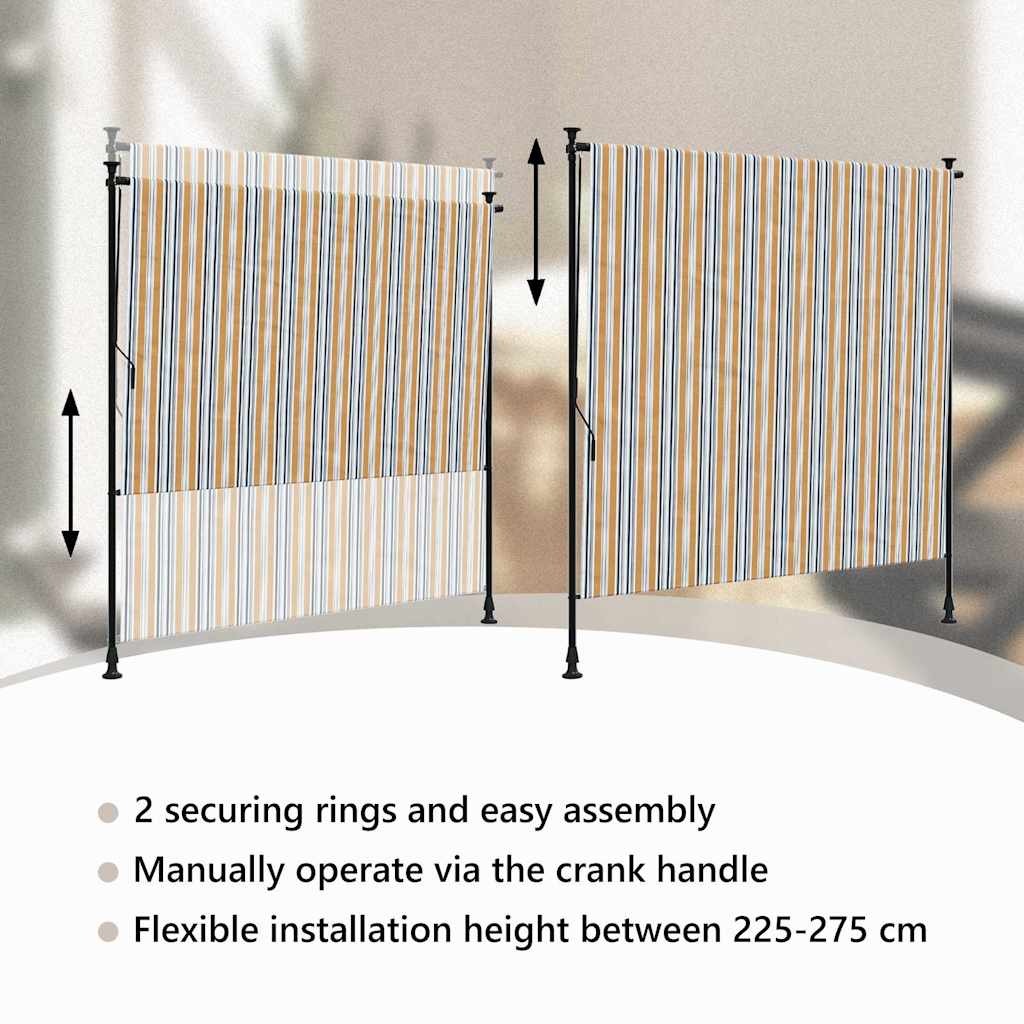 vidaXL Außenrollo Gelb und Weiß 200x270 cm Stoff und Stahl