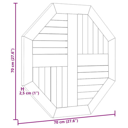 vidaXL Tischplatte 70x70x2,5 cm Achteckig Massivholz Teak
