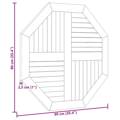 vidaXL Tischplatte 90x90x2,5 cm Achteckig Massivholz Teak