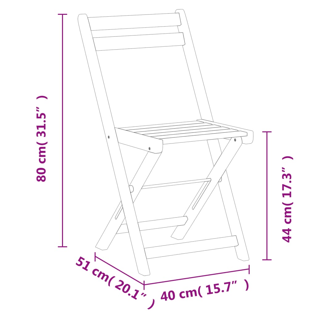 vidaXL Chaises de bistrot pliantes 6 pcs Bois d'acacia massif