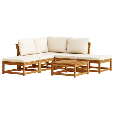 vidaXL Salon de jardin 6 pcs avec coussins Bois d'acacia massif