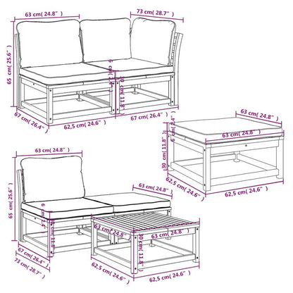 vidaXL 6-tlg. Garten-Lounge-Set mit Kissen Massivholz Akazie