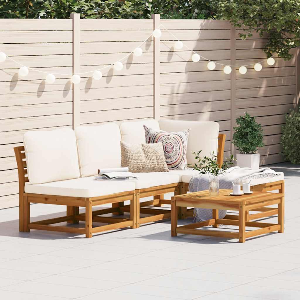 vidaXL Salon de jardin 5 pcs avec coussins Bois d'acacia massif
