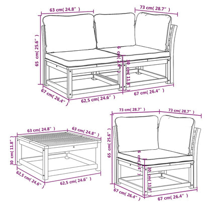 vidaXL 6-tlg. Garten-Lounge-Set mit Kissen Massivholz Akazie