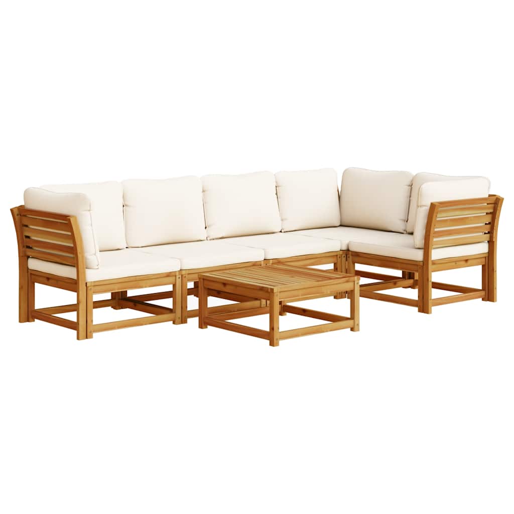 vidaXL Salon de jardin 6 pcs avec coussins Bois d'acacia massif