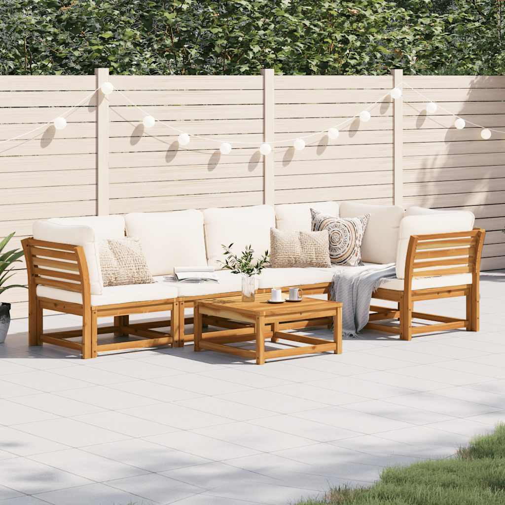 vidaXL Salon de jardin 6 pcs avec coussins Bois d'acacia massif