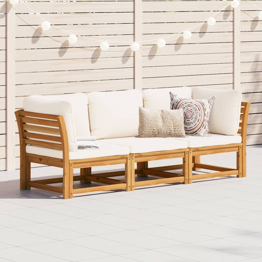 vidaXL Ensemble de salon de jardin 3 pcs avec coussins Bois d'acacia massif