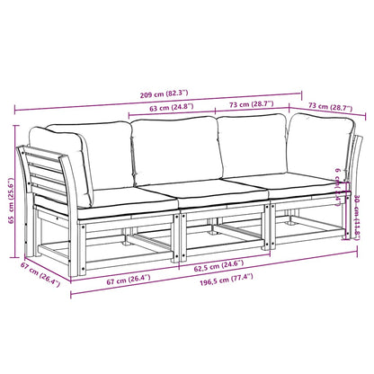 vidaXL Ensemble de salon de jardin 3 pcs avec coussins Bois d'acacia massif