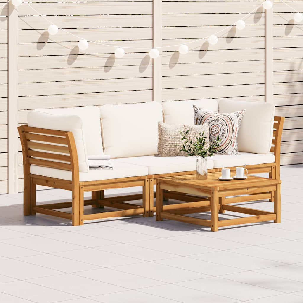 vidaXL Ensemble de salon de jardin 3 pcs avec coussins Bois d'acacia massif