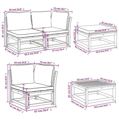 vidaXL 10-tlg. Garten-Lounge-Set mit Kissen Massivholz Akazie