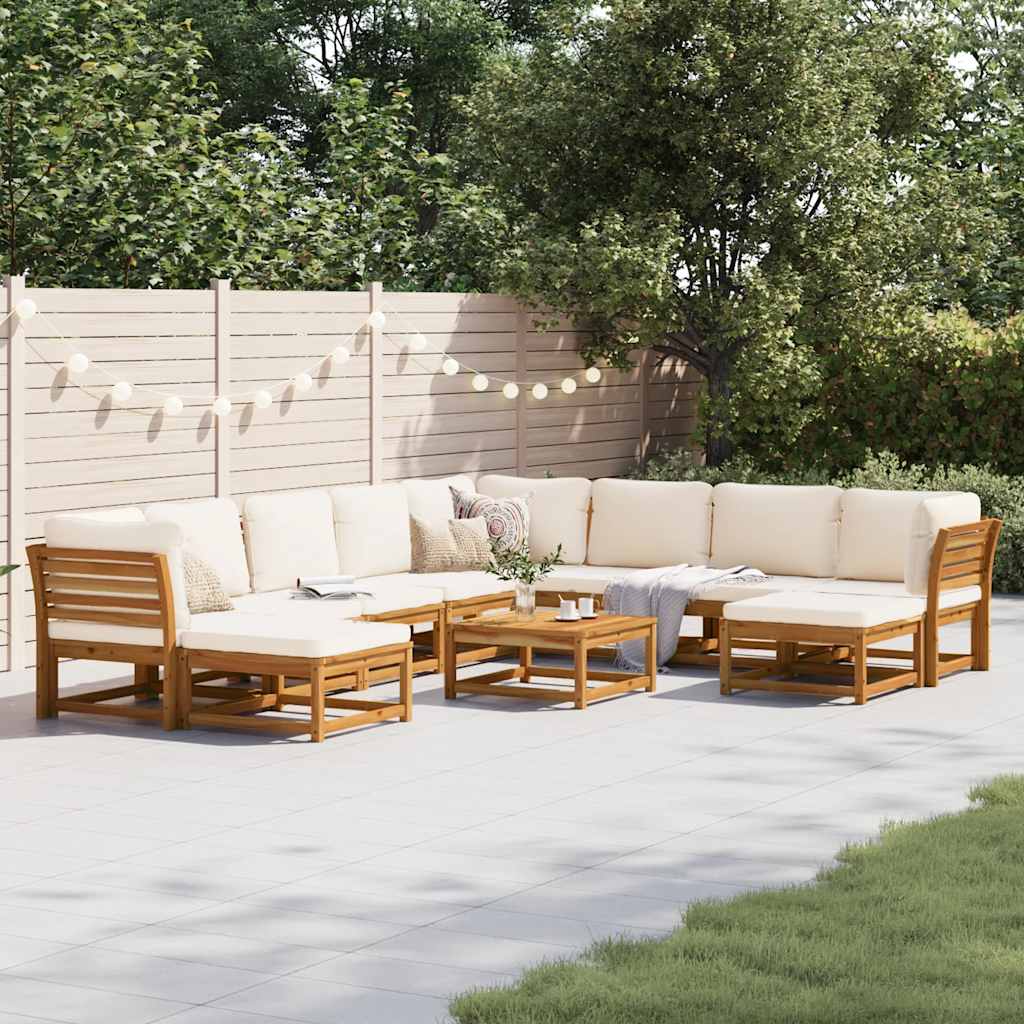 vidaXL Salon de jardin 11 pcs avec coussins Bois d'acacia massif