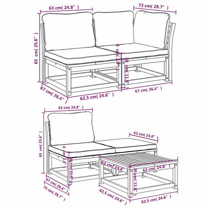 vidaXL 9-tlg. Garten-Lounge-Set mit Kissen Massivholz Akazie